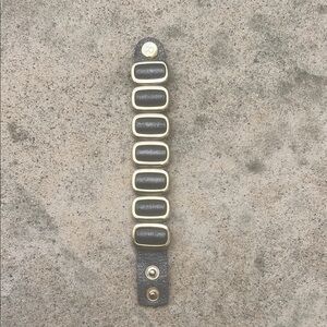 King Star Silver Leather and Gold Color Snap Band Bracelet